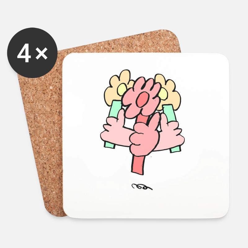 Flowers - Coasters (set of 4) - white