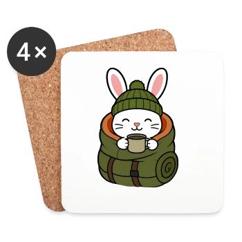 Randonnement en hiver avec un café - Dessous de verre (lot de 4) - blanc - Devant