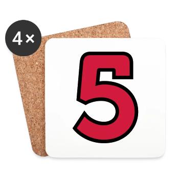 Sport Number 5 Five - Coasters (set of 4) - white - Front