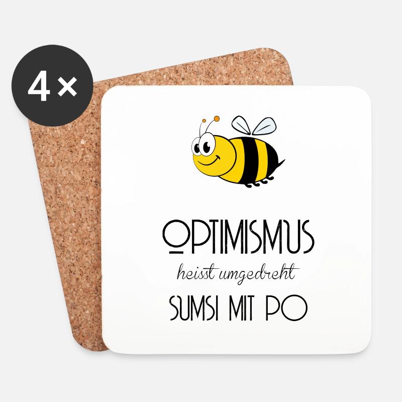 Biene - Optimismus - Sumsi mit Po - Untersetzer (4er-Set) - Weiß
