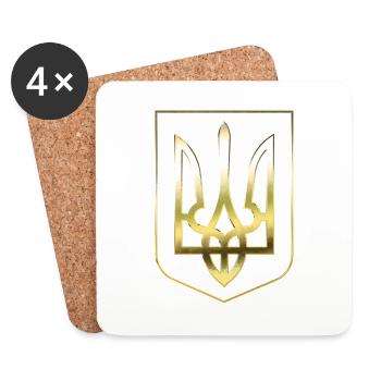 Golden Coat of Arms of Ukraine - Coasters (set of 4) - white - Front