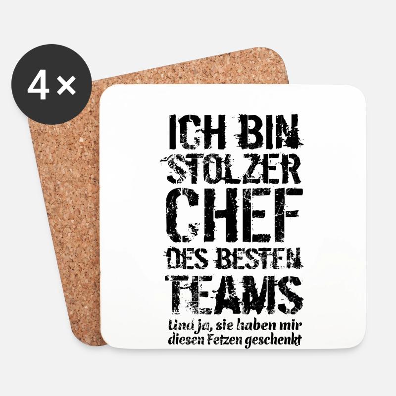 Ich bin stolzer Chef des besten Teams - Spruch - Untersetzer (4er-Set) - Weiß