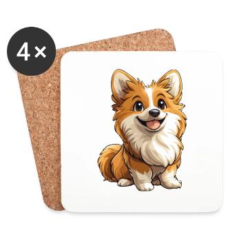 Hund niedlicher Zwergspitz - Untersetzer (4er-Set) - Weiß - Vorne