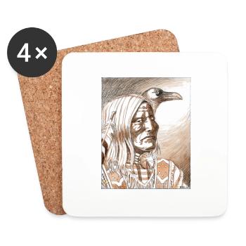 Indien Crow - Dessous de verre (lot de 4) - blanc - Devant