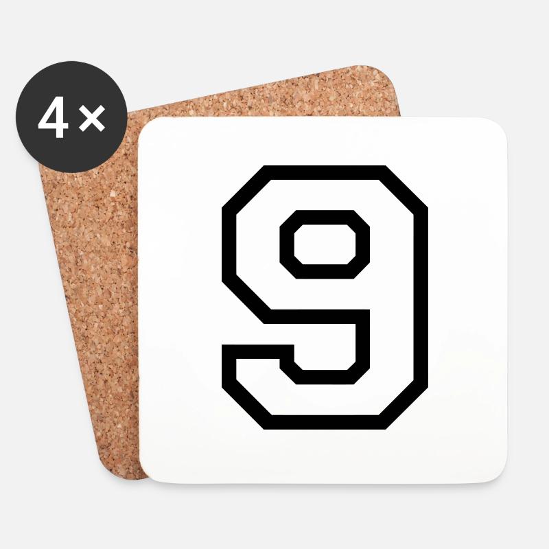 THE NUMBER 9-NINE - Coasters (set of 4) - white