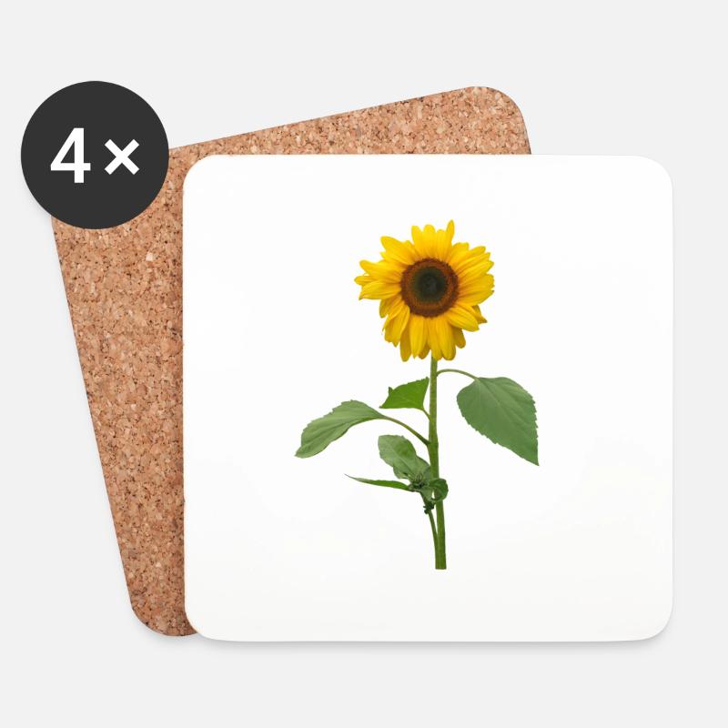 Sonnenblume - Untersetzer (4er-Set) - Weiß