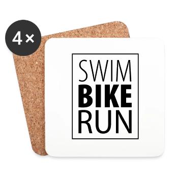 swim – bike – run – Triathlon (dh) - Untersetzer (4er-Set) - Weiß - Vorne