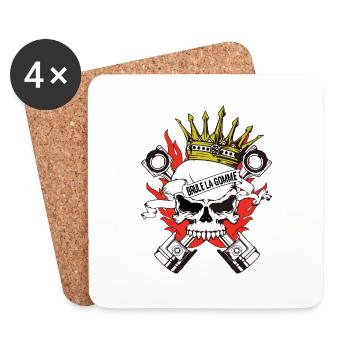 skull king motard - Dessous de verre (lot de 4) - blanc - Devant