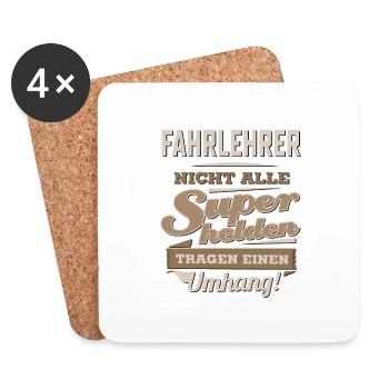 Superhelden in Sepia - Fahrlehrer - RAHMENLOS - Untersetzer (4er-Set) - Weiß - Vorne