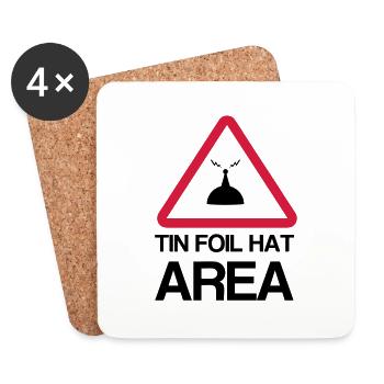 Tin Foil Hat Area - Coasters (set of 4) - white - Front