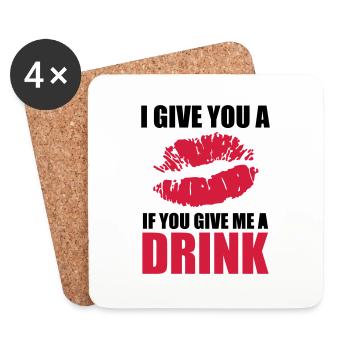 IGiveYouAKiss1 - Coasters (set of 4) - white - Front