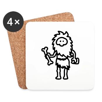 Caveman - ligne - Dessous de verre (lot de 4) - blanc - Devant