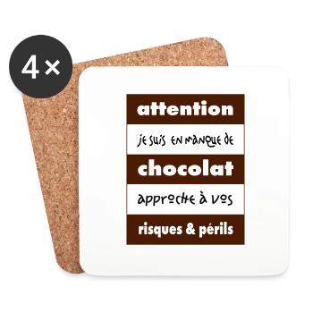 Débardeur bio pour femmes Attention en manque de - Dessous de verre (lot de 4) - blanc - Devant