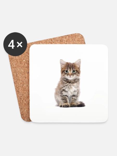 Katzenbaby - Untersetzer (4er-Set) - Weiß