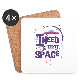 I need my space- Ich brauche meinen Platz- rocket - Untersetzer (4er-Set) - Weiß - Vorne