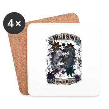 black stars - Dessous de verre (lot de 4) - blanc - Devant