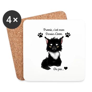 Maine Coon - Black & White - Dessous de verre (lot de 4) - blanc - Devant