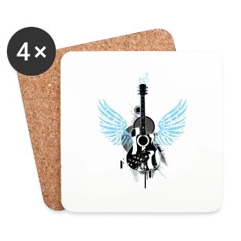 Gitarre guitar Flügel wings Graffiti Musik music - Untersetzer (4er-Set) - Weiß - Vorne