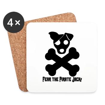 Chien / Jack Russell: Fear The Pirate Jack! - Dessous de verre (lot de 4) - blanc - Devant
