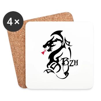 dragon tribal bzh hermine bretonne - Dessous de verre (lot de 4) - blanc - Devant