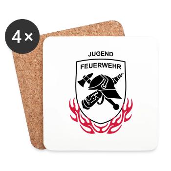 Jugendfeuerwehr Logo Feuer - Untersetzer (4er-Set) - Weiß - Vorne