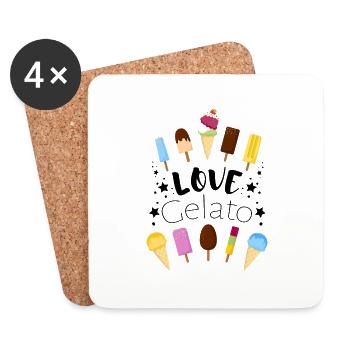 Eis - Ice cream - Eiscreme - Untersetzer (4er-Set) - Weiß - Vorne