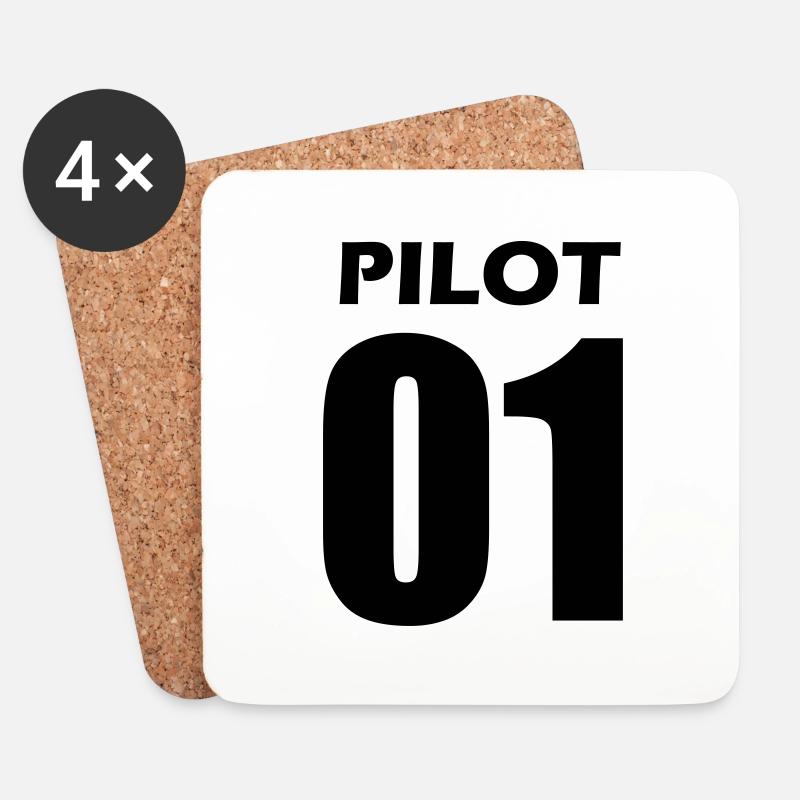 Pilot Partnerlook Geschenk - Untersetzer (4er-Set) - Weiß