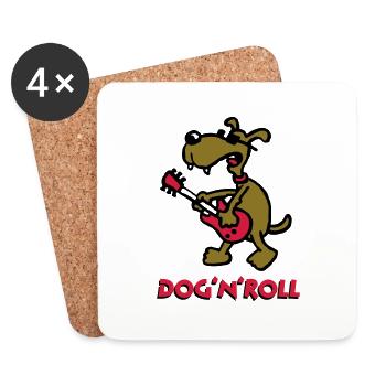 dog_n_roll_b_3c_white - Untersetzer (4er-Set) - Weiß - Vorne