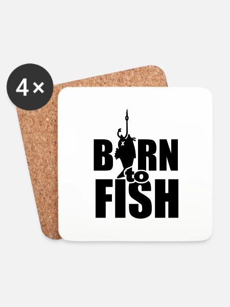 born to fish (Angeln, b, 1c) - Untersetzer (4er-Set) - Weiß