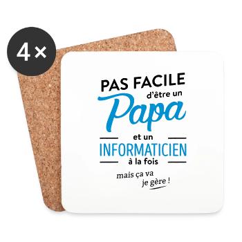 Papa informaticien - Dessous de verre (lot de 4) - blanc - Devant