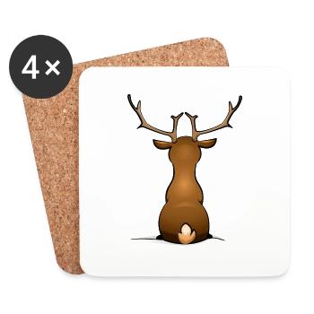 Reindeer / deer - Coasters (set of 4) - white - Front