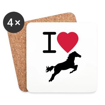 J'aime les chevaux - Dessous de verre (lot de 4) - blanc - Devant