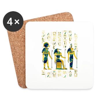Egyptian Deities on hieroglyphics gold and marble - Coasters (set of 4) - white - Front