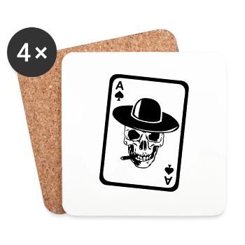 poker tete mort as skull dead card carte - Dessous de verre (lot de 4) - blanc - Devant