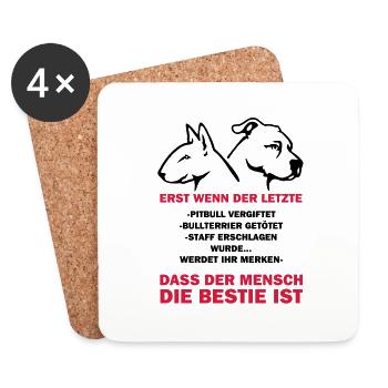 351 Der Mensch ist die Bestie - Untersetzer (4er-Set) - Weiß - Vorne