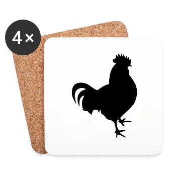 coq cock chicken2 - Dessous de verre (lot de 4) - blanc - Devant