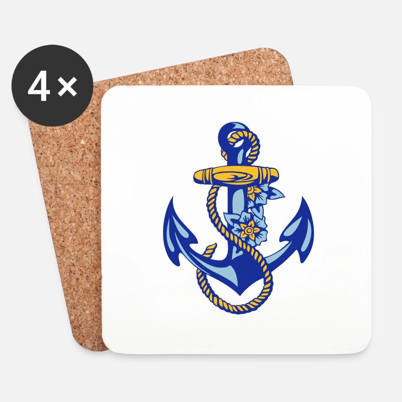 sailor*anchor - Untersetzer (4er-Set) - Weiß