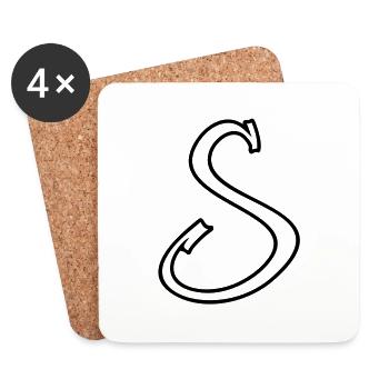 Inititiale. Lettre S / lettre S (1c) - Dessous de verre (lot de 4) - blanc - Devant