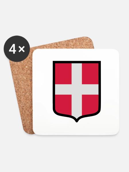 Blason Savoie (K) - Dessous de verre (lot de 4) - blanc