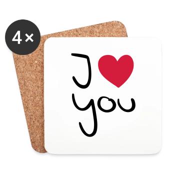 love_you_3_f2 - Dessous de verre (lot de 4) - blanc - Devant