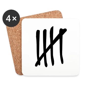 5 Striche - Untersetzer (4er-Set) - Weiß - Vorne