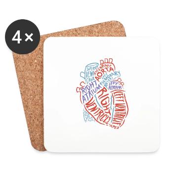 Heart Anatomy Biology Gift Aorta Heartbeat - Coasters (set of 4) - white - Front