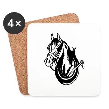 Cheval d'attelage - Dessous de verre (lot de 4) - blanc - Devant