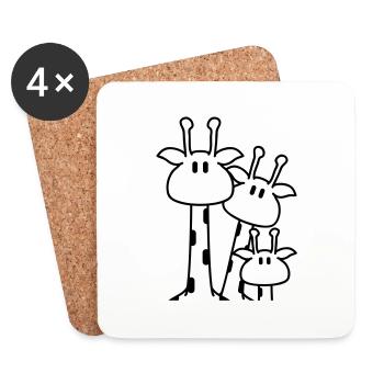Cute giraffe family with child mom dad giraffe - Coasters (set of 4) - white - Front