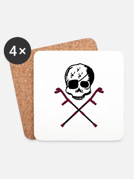 krücken totenkopf - Untersetzer (4er-Set) - Weiß