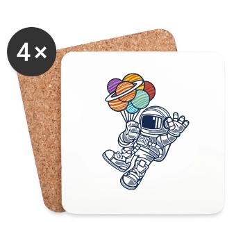 Astronaute avec des ballons - Dessous de verre (lot de 4) - blanc - Devant
