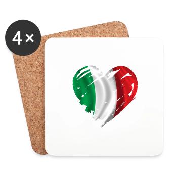coeur italie heart italia - Dessous de verre (lot de 4) - blanc - Devant