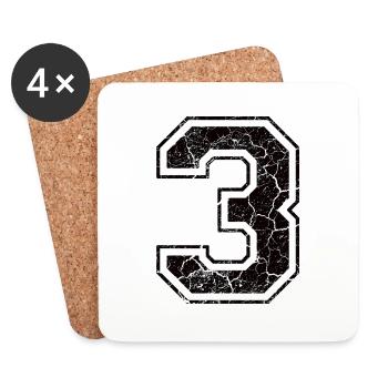 3 three drei black schwarz (fr) - Dessous de verre (lot de 4) - blanc - Devant