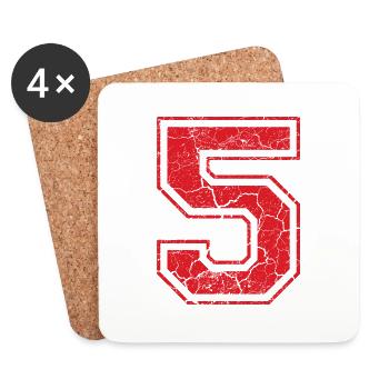 5 five fuenf red rot (uk) - Coasters (set of 4) - white - Front