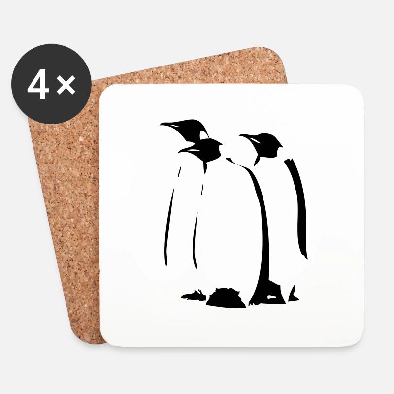 Pinguine - Untersetzer (4er-Set) - Weiß